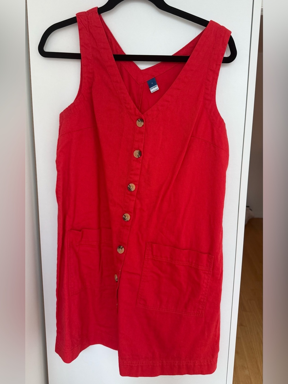 Old Navy Red Sleeveless Button-Front Casual Dress